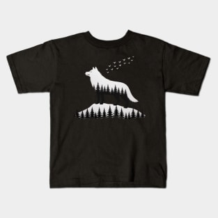 SIBERIAN CAT Forest Silhouette Kids T-Shirt